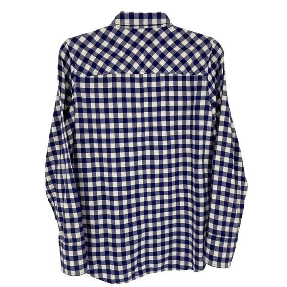 J.Crew Gingham Plaid Flannel Boy Shirt Button Up Blue White Women's Size 4 E3190 - Picture 2 of 7